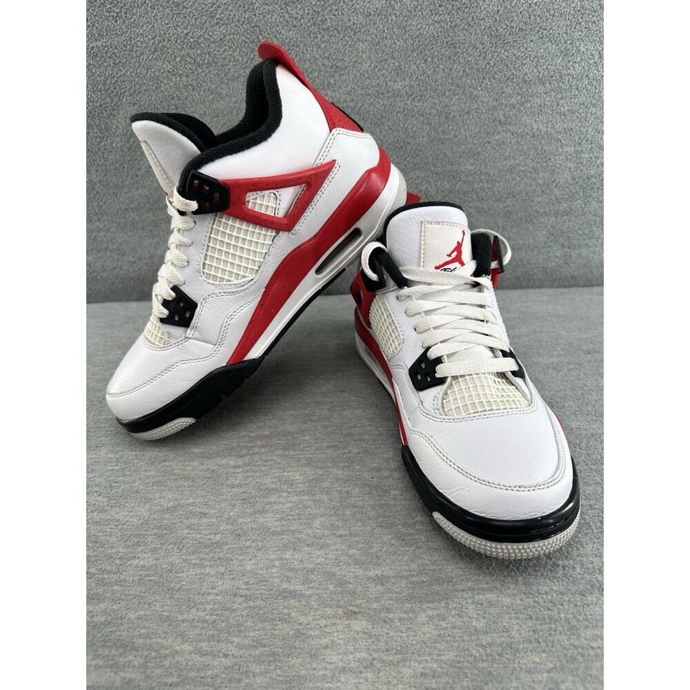 NIKE AIR JORDAN 4 GS Retro White/Fire Red Black Cement Size 5.5Y